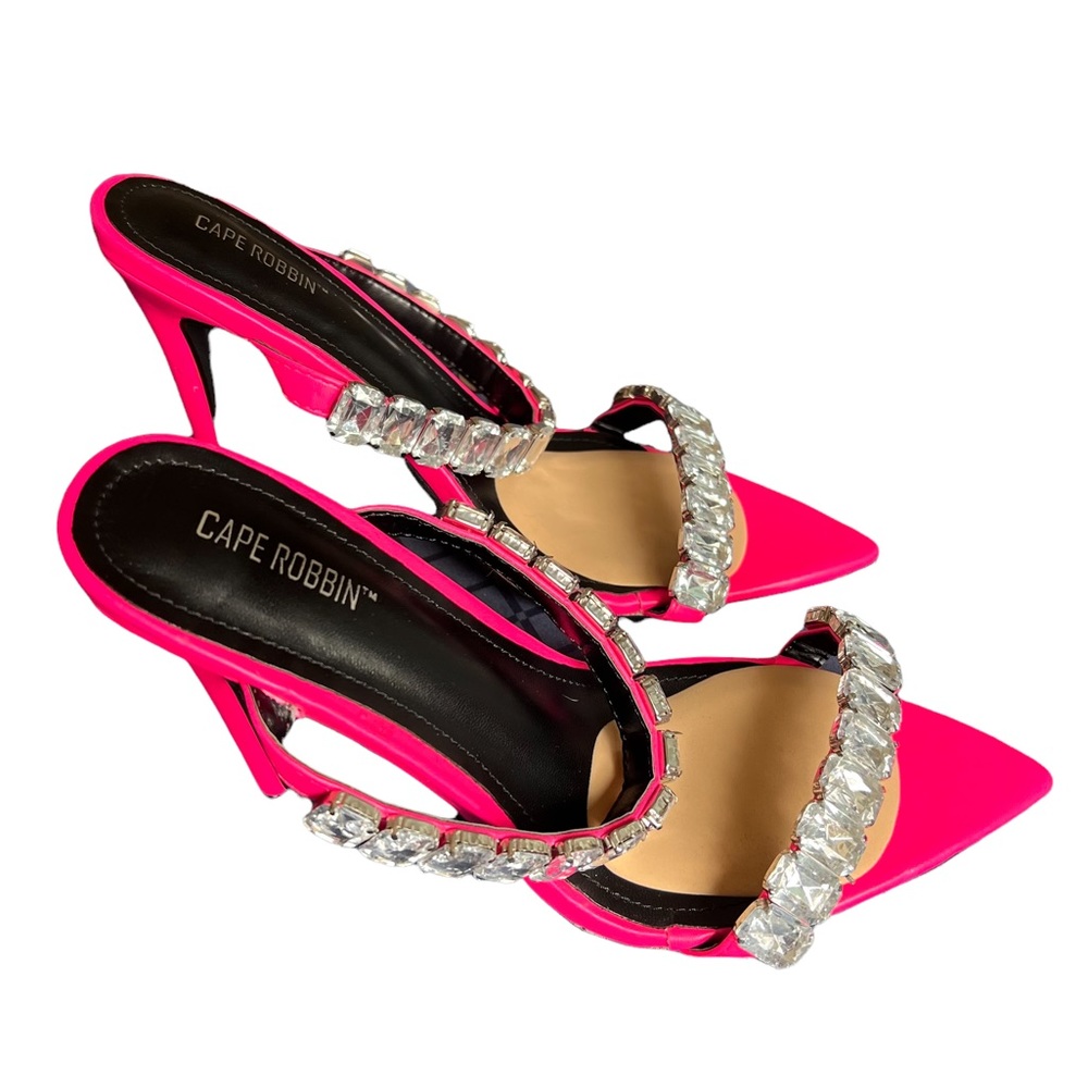 Cape Robbin Neon Pink Jewel Strappy Heel Sandal